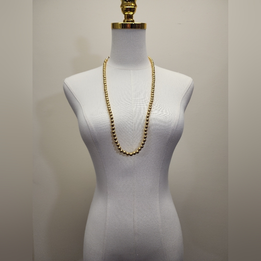 Napier Gold Tone Beaded Necklace Graduated Heavy Vintage Classic - Picture 5 of 5